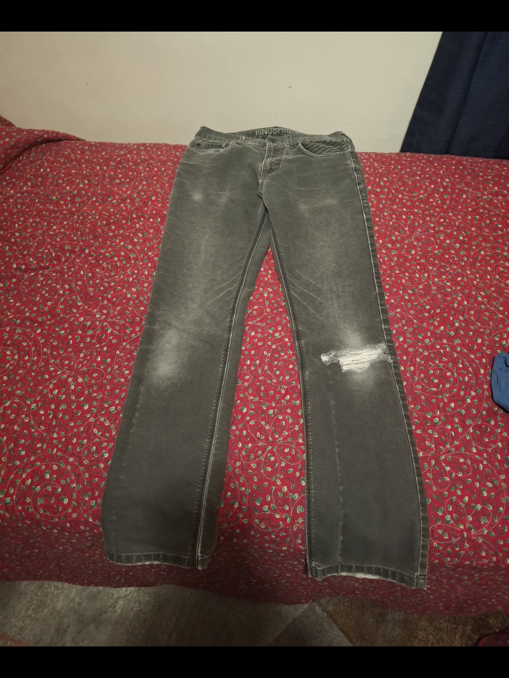 Ring Of Fire Distressed Gray Jeans - Vintage Wash